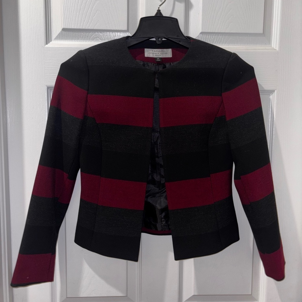 TAHARI Color Block Stripe Blazer SZ 0P - Picture 3 of 9